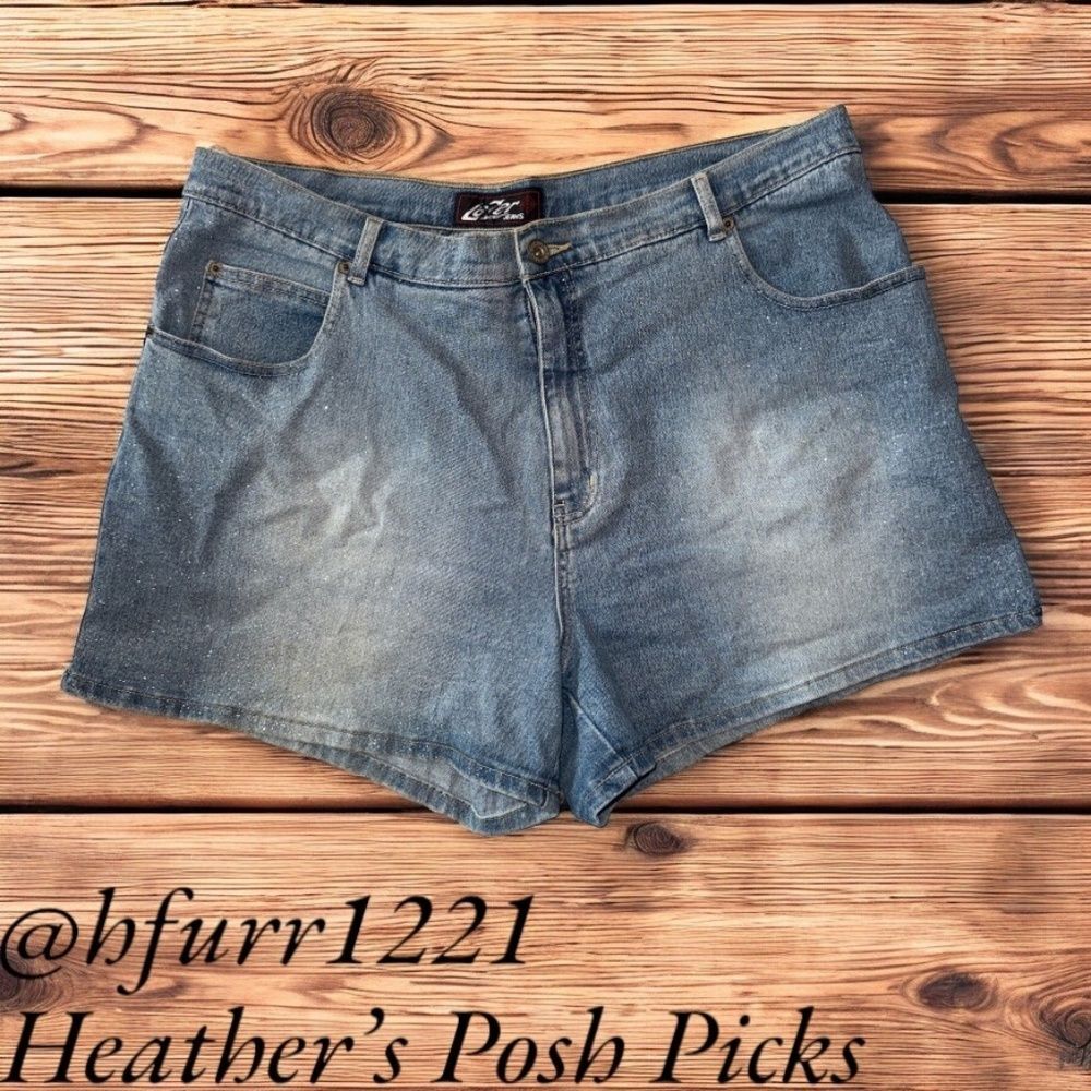 Women's Lazer Jean Shorts With Glitter SIZE 18